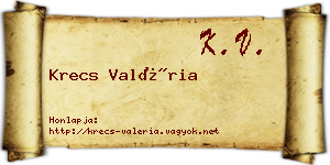 Krecs Valéria névjegykártya